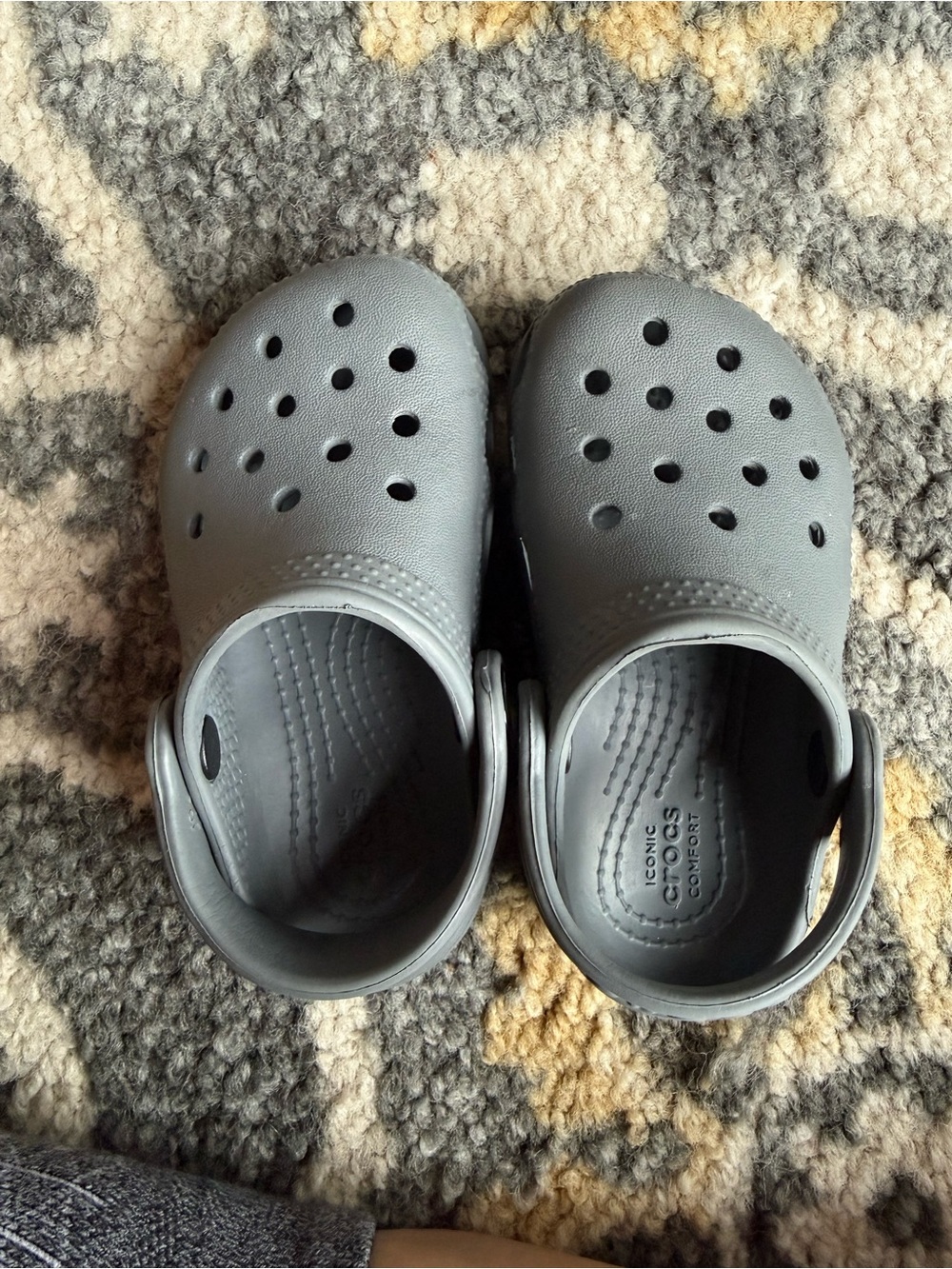 CROCS Kids Gray Classic Clogs with Back Strap